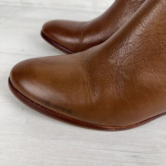 Sam Edelman Women 7 Petty Boots Brown Leather Bootie Block Low Heel Side Zip - Picture 6 of 14